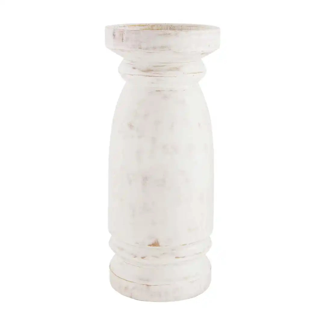 LARGE WHITE WASHED CANDLEHOLDER