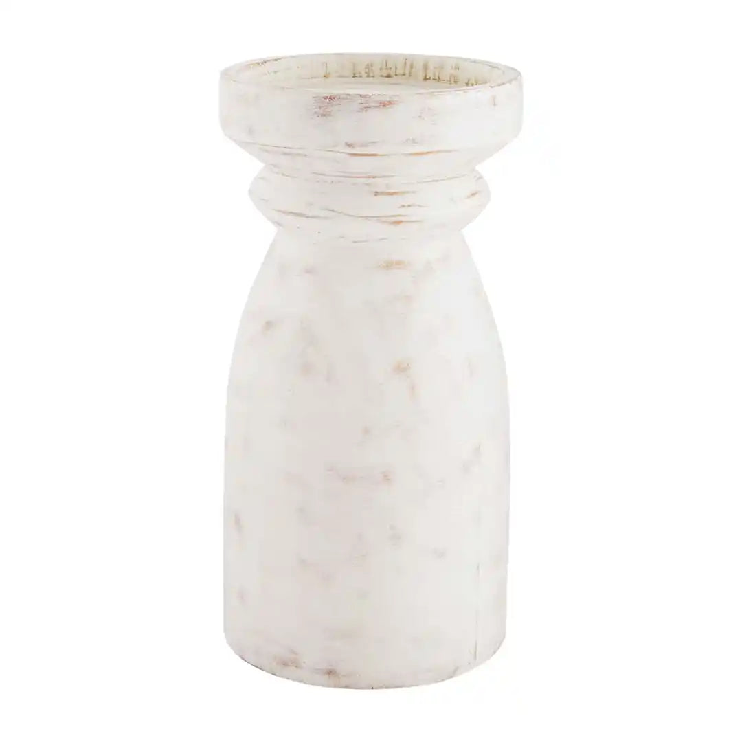 MEDIUM WHITE WASHED CANDLEHOLDER