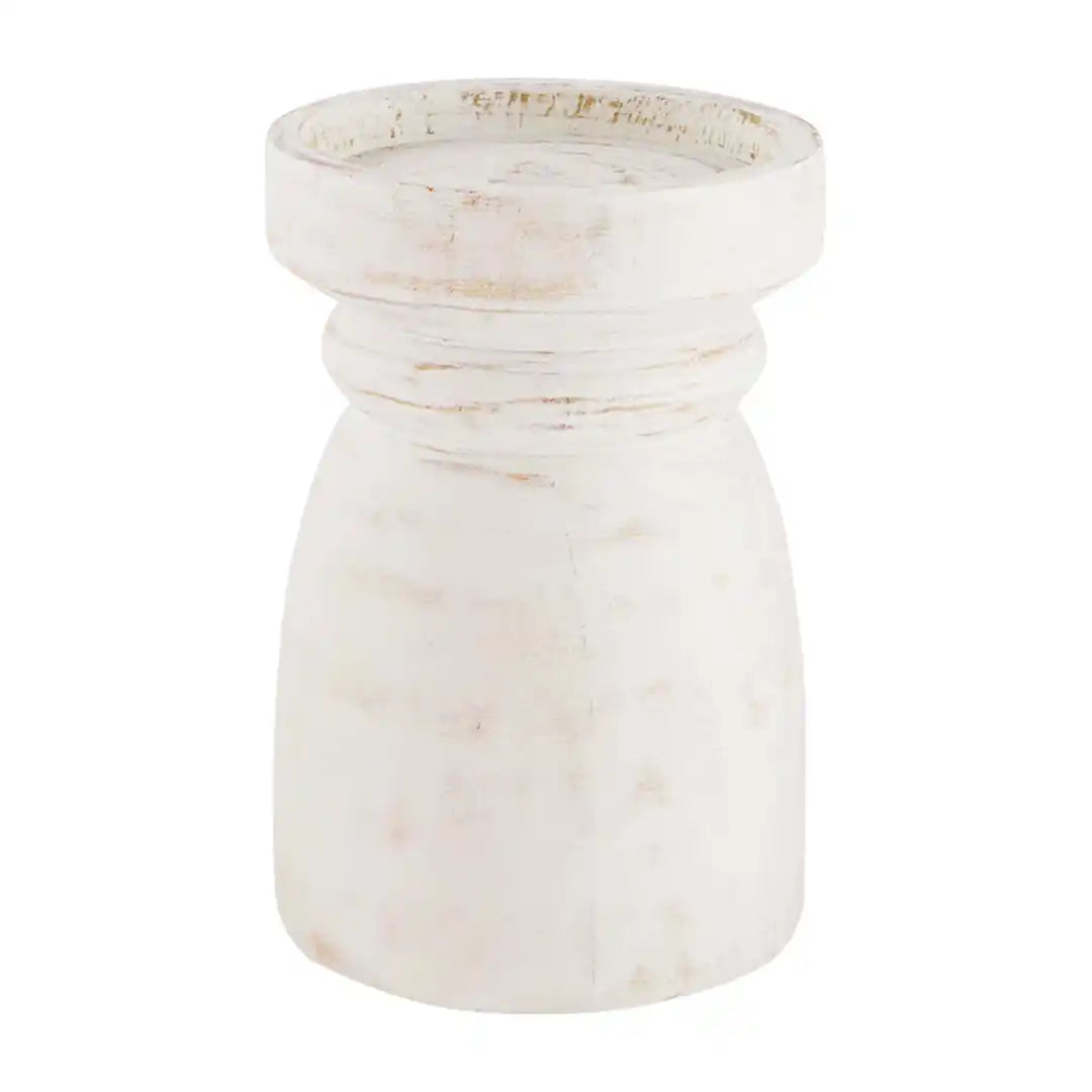 Small WHITE WASHED CANDLEHOLDER