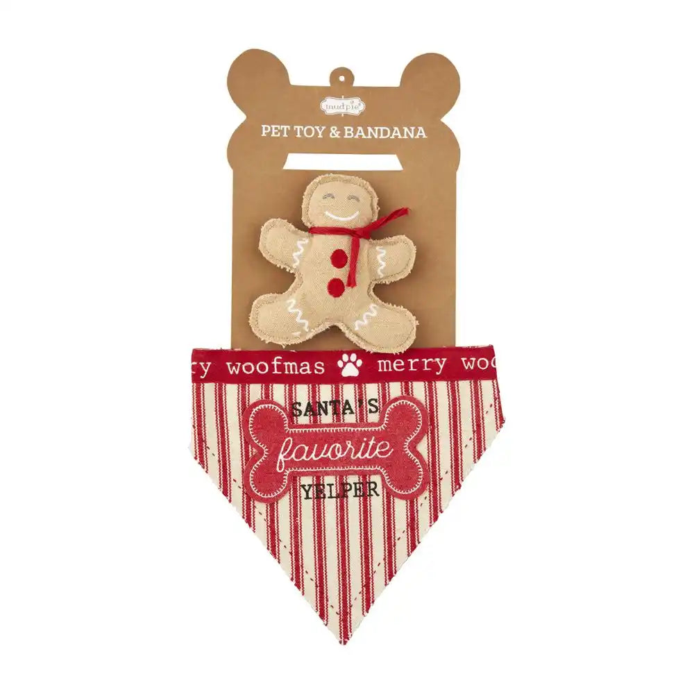 SANTA'S FAVORITE DOG BANDANA AND TOY SET