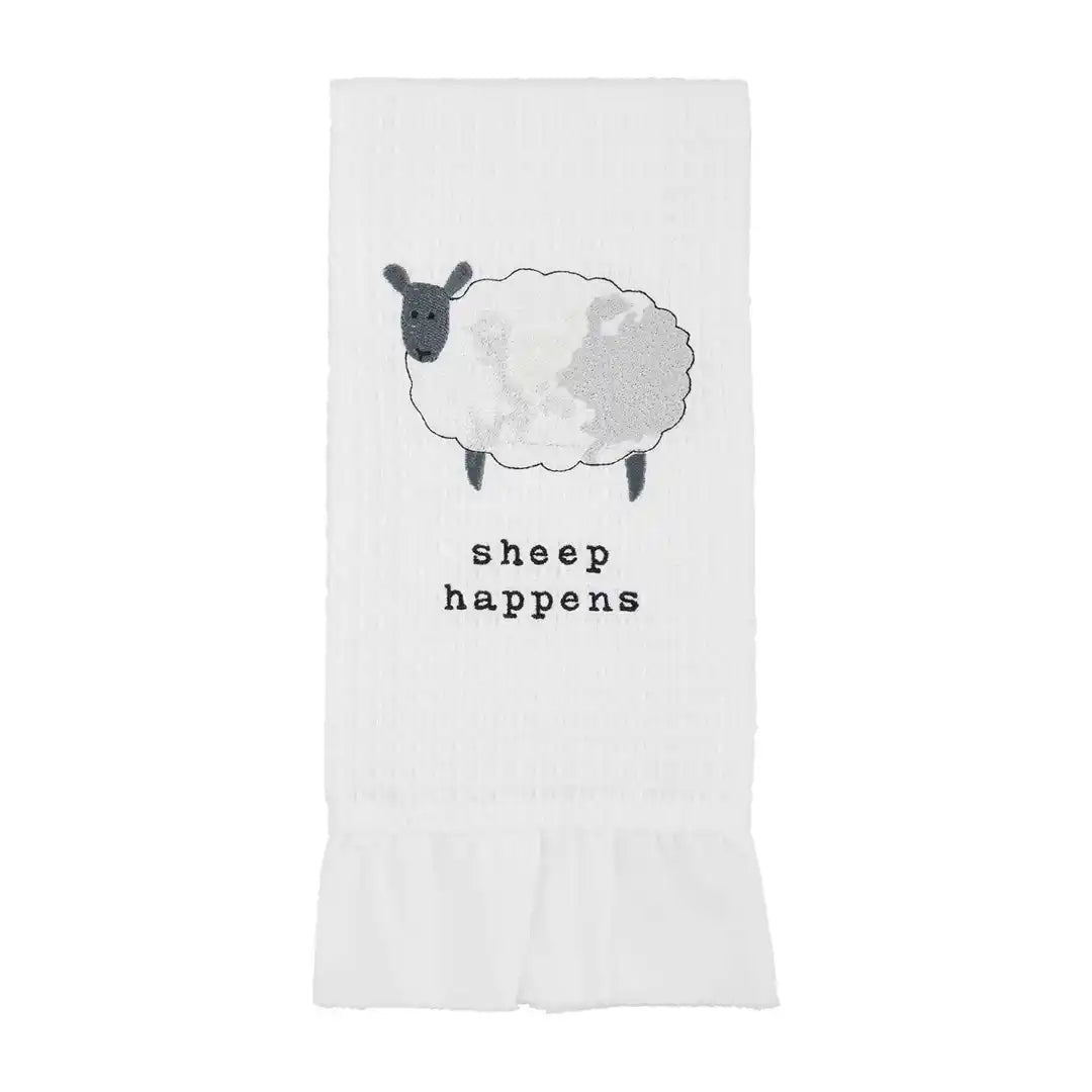SHEEP WAFFLE RUFFLE EDGE TOWEL