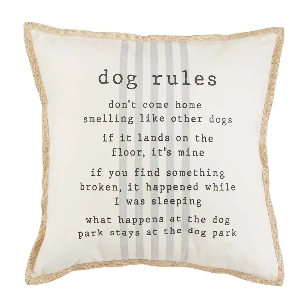 DOG RULES JUTE PILLOW