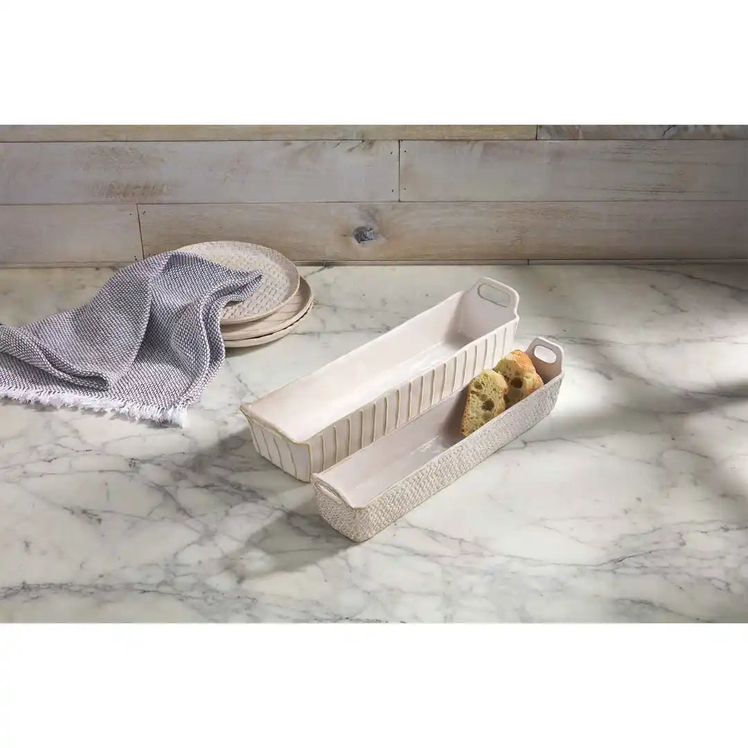 STONEWARE CRACKER DISH SET