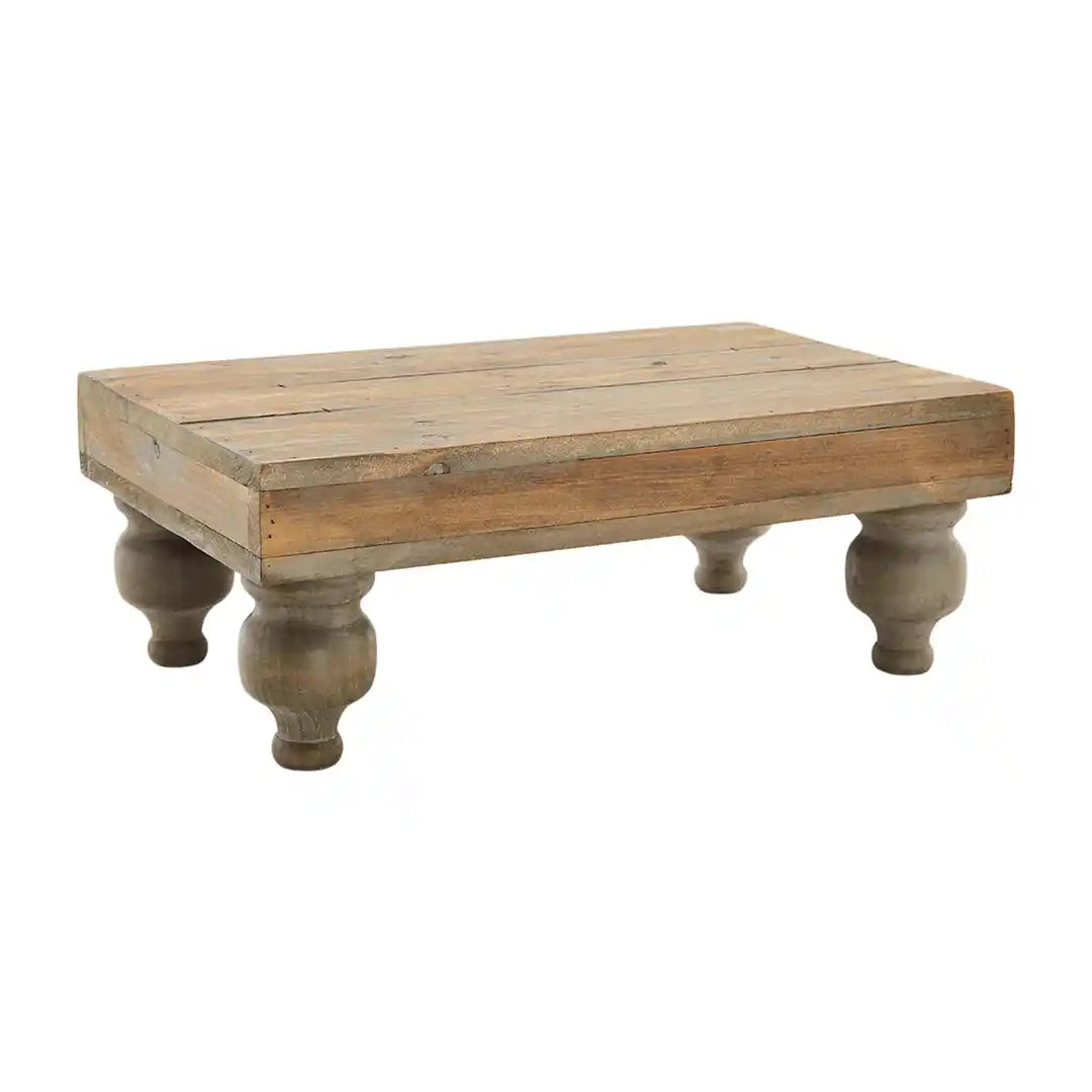 WOOD FOOTED SERVING STAND