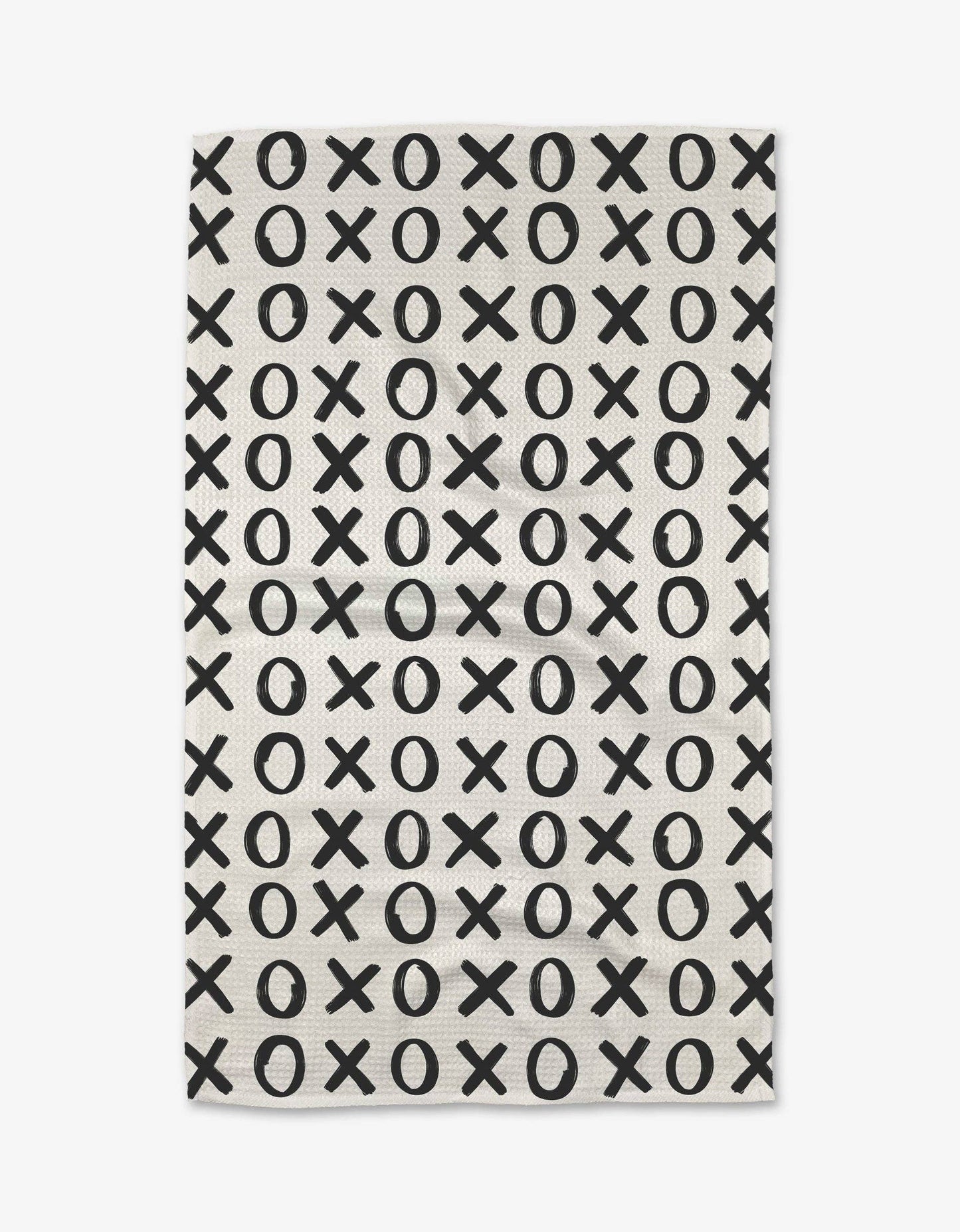Hug and Kiss White Geometry Tea Towel