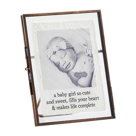 Baby Girl Glass Brass Frame