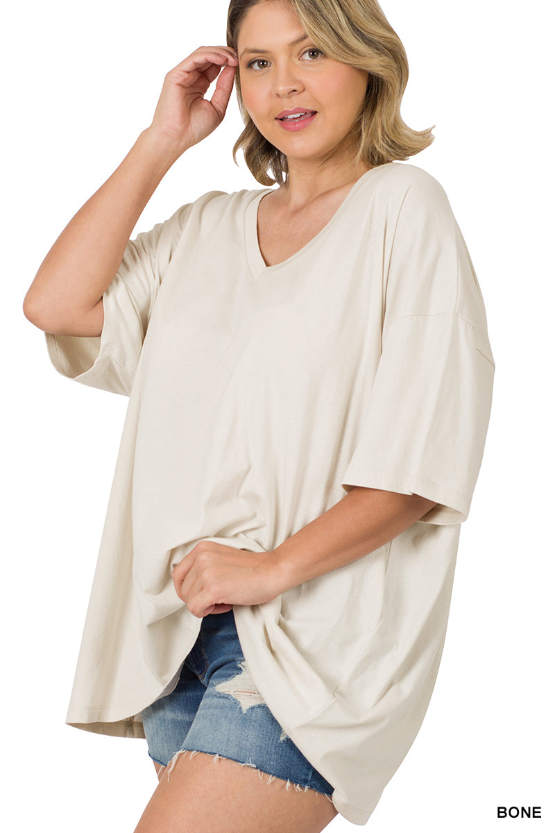 COTTON DROP SHOULDER BOYFRIEND BOX TEE