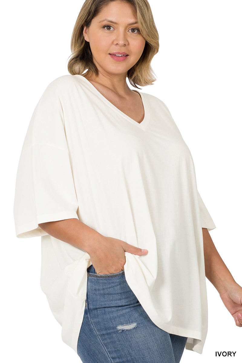 COTTON DROP SHOULDER BOYFRIEND BOX TEE