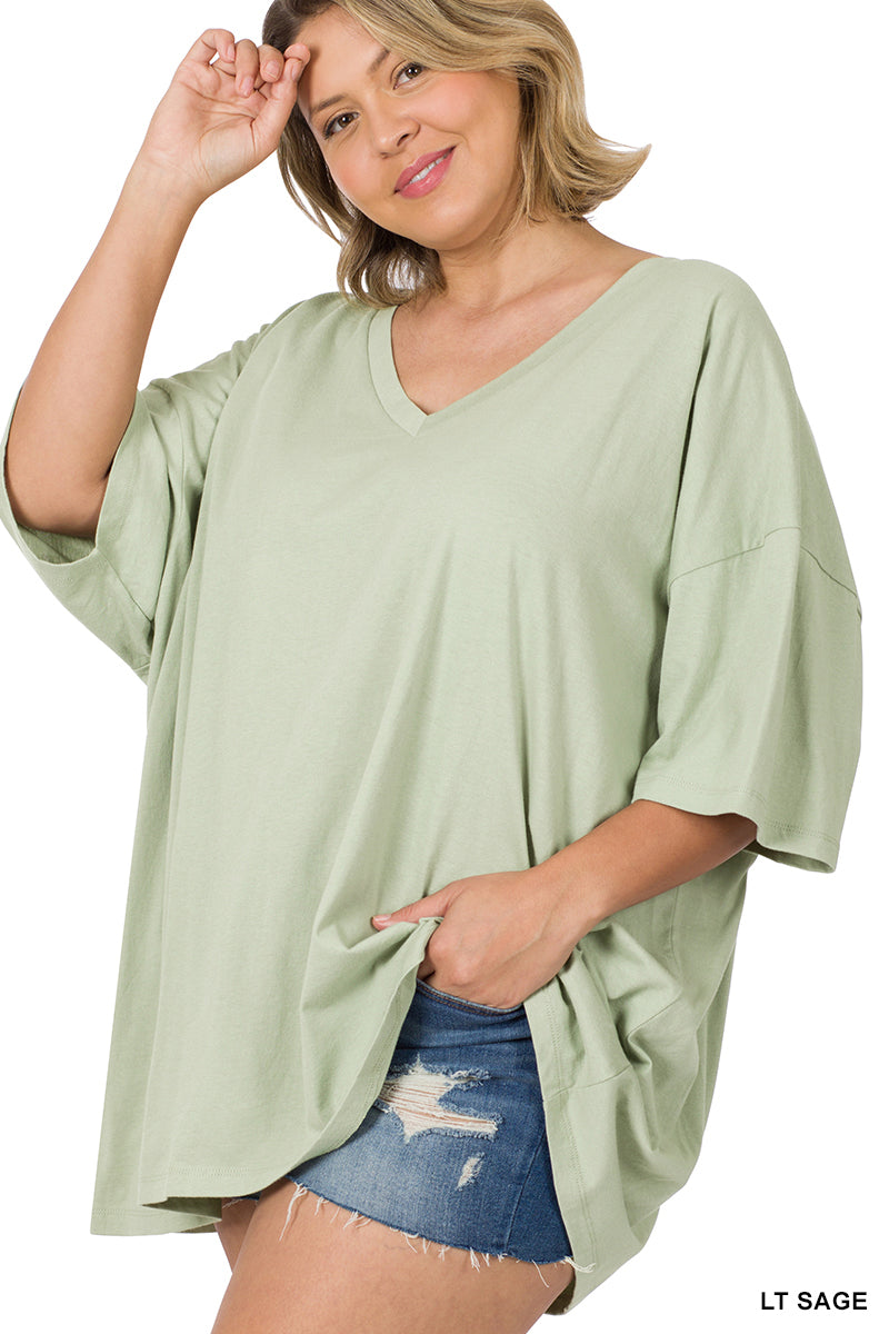 COTTON DROP SHOULDER BOYFRIEND BOX TEE