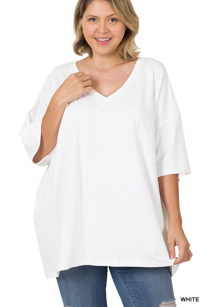 COTTON DROP SHOULDER BOYFRIEND BOX TEE