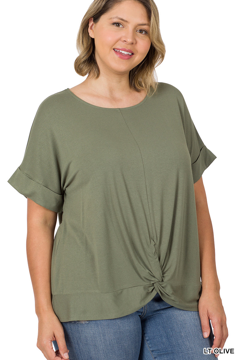 RAYON SPAN CREPE KNOT-FRONT TOP