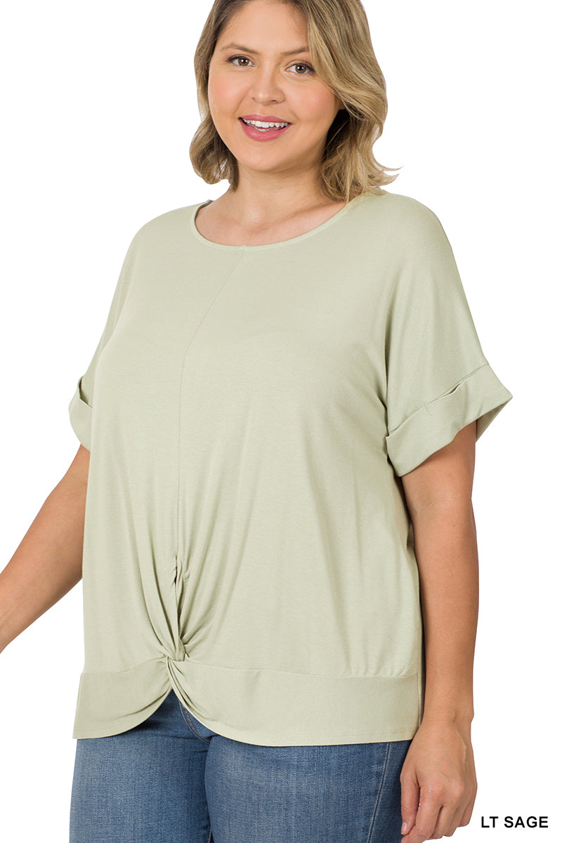 RAYON SPAN CREPE KNOT-FRONT TOP
