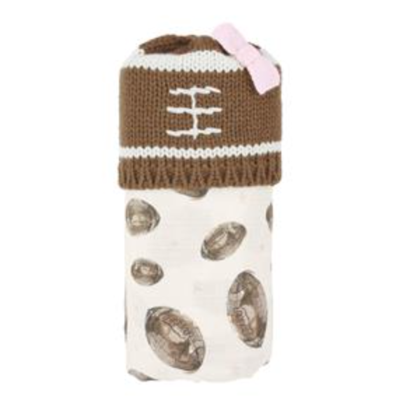 Girl Football Swaddle & Hat Set