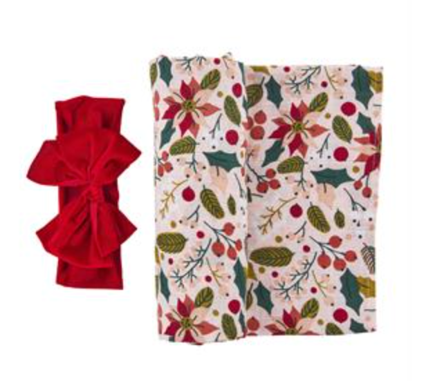 Poinsettia Sleeper & Headband Set