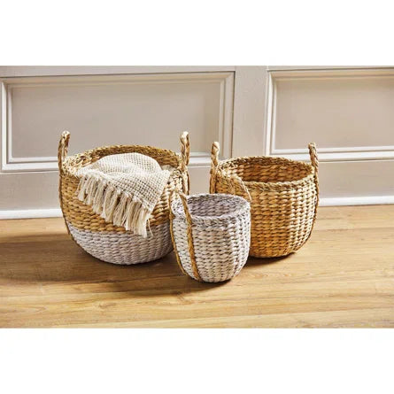 White Seagrass Basket Set