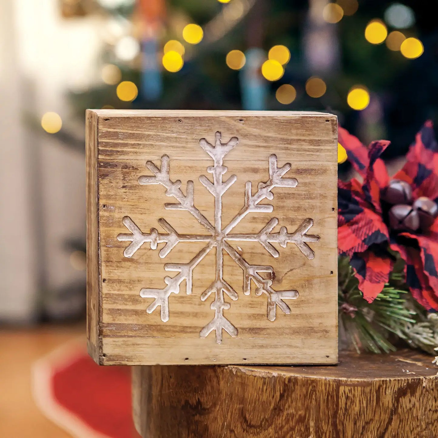 Snowflake Natural Wood Sign