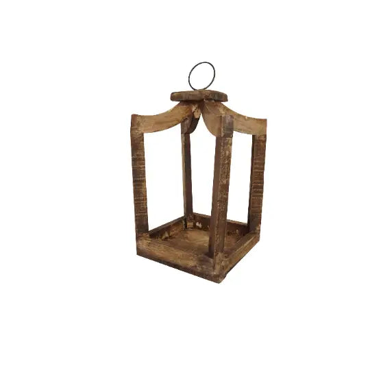 Canopy Farmhouse Wood Lantern-Home Decor-Rustic Brown
