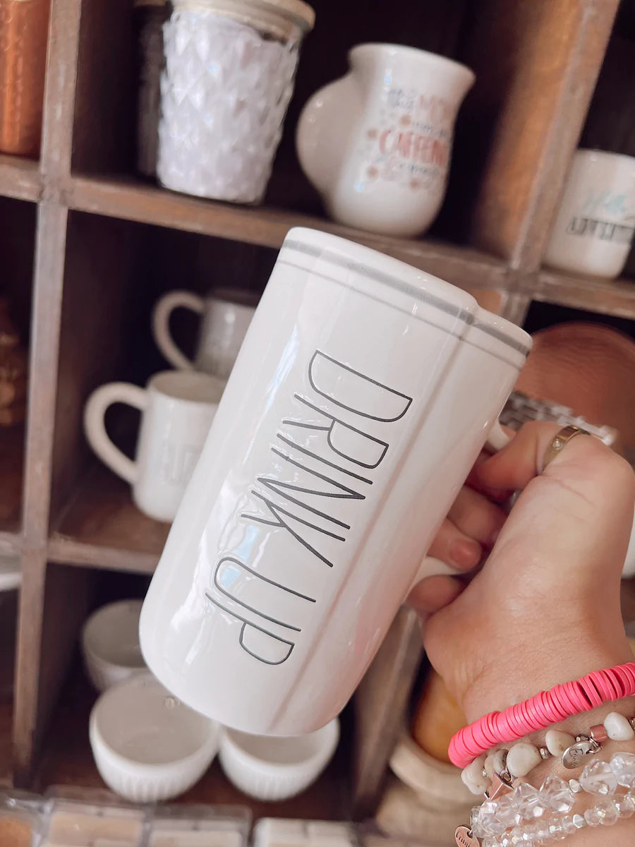 DRINK UP TALL BISTRO MUG