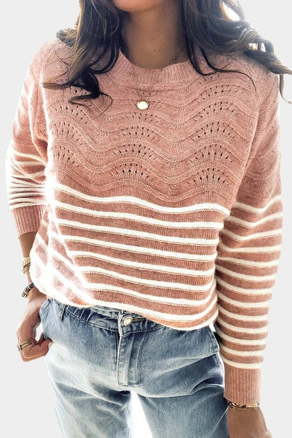 Pink/White Stripe Sweater
