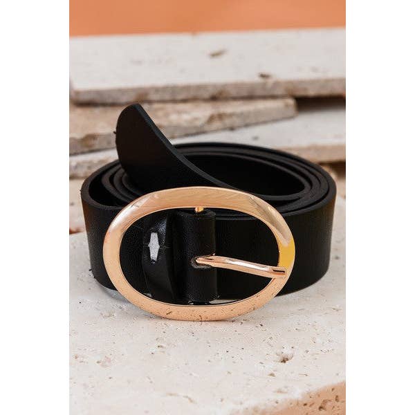 Classic Oval Buckle Leather Belt