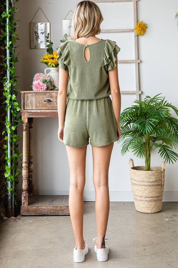 Solid Ribbed Romper