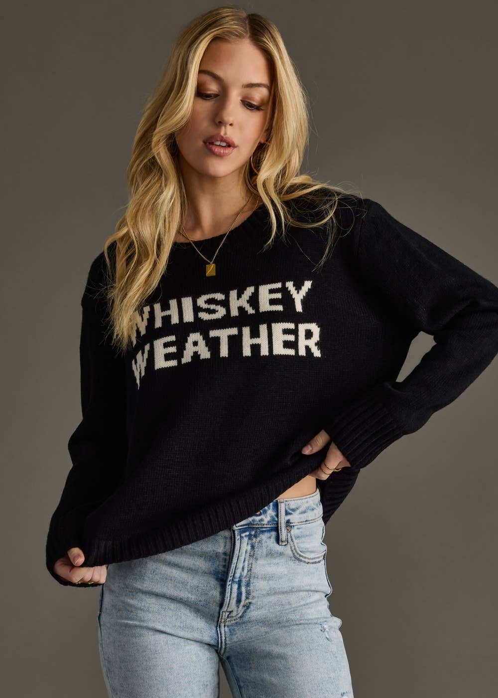 Black Whiskey Weather Sweater