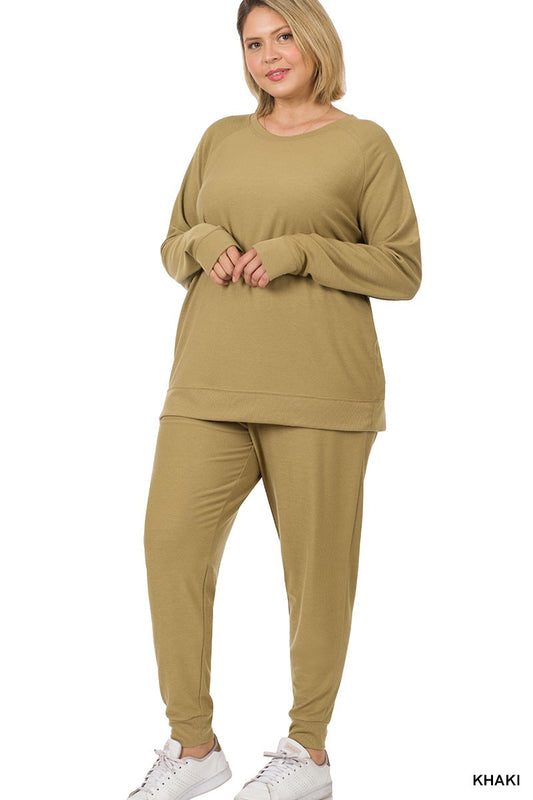 Curvy REVERSE SOFT FRENCH TERRY TOP & JOGGER PANTS