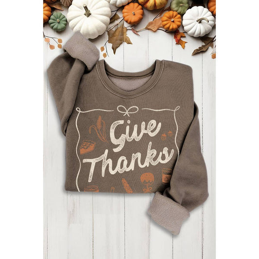 GIVE THANKS MINERAL SWEATSHIRTS: MINERAL BROWN
