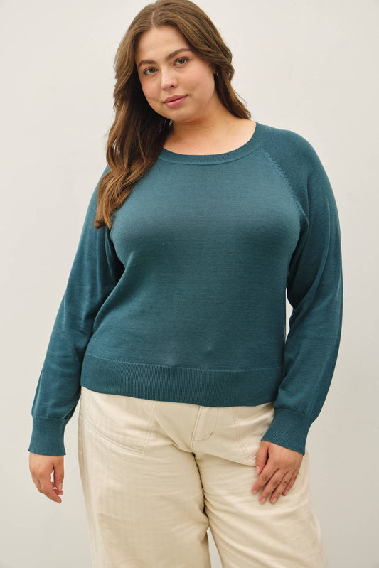 [Plus] Easy Raglan Loose Fit Sweater Top
