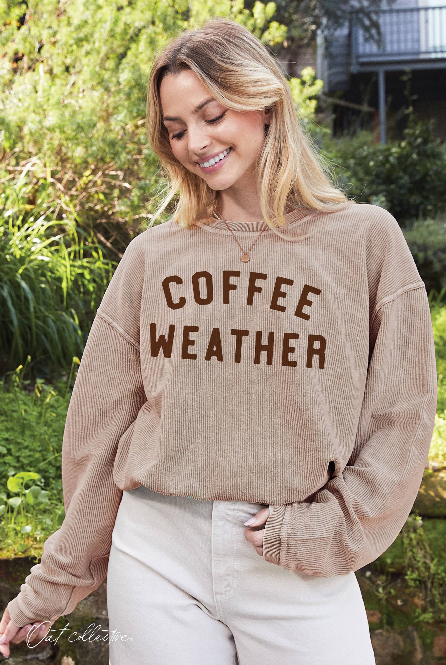 COFFEE WEATHER Thermal Vintage Pullover