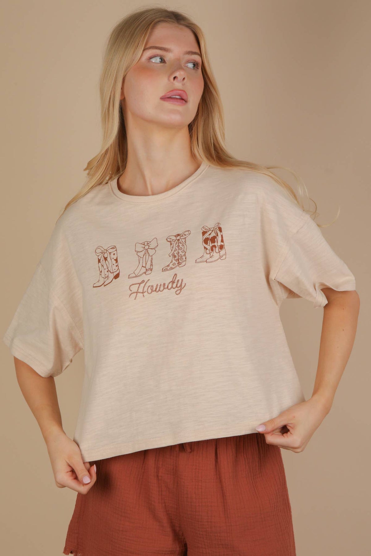 Screen Print Graphic Casual Knit T shirt: SAGE
