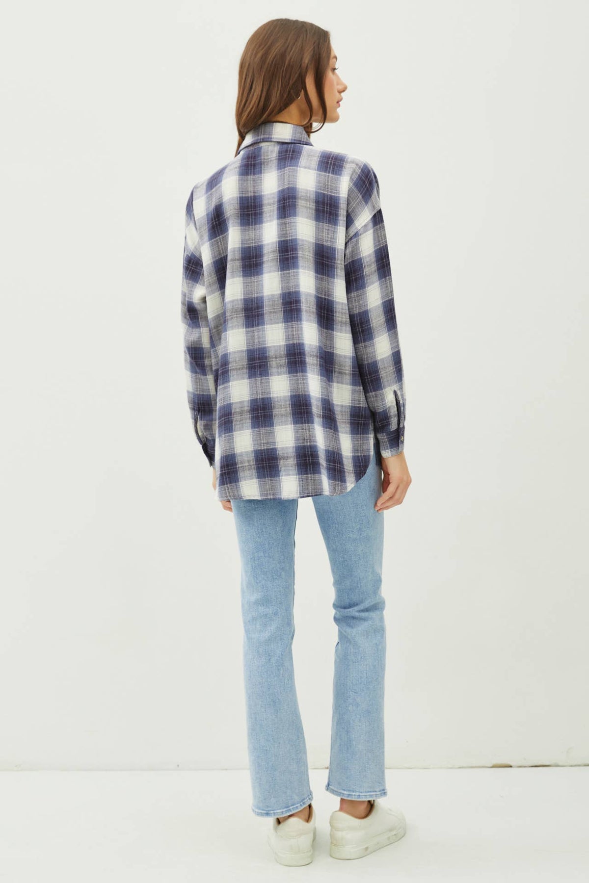 PLAID FLANNEL LONG SLEEVE BUTTON DOWN SHIRT