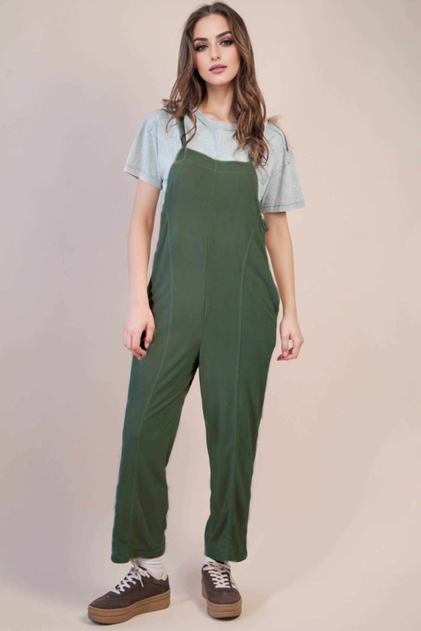 PLUS SIZE Fleece Baggy Backless Casual Jumpsuit: BLACK