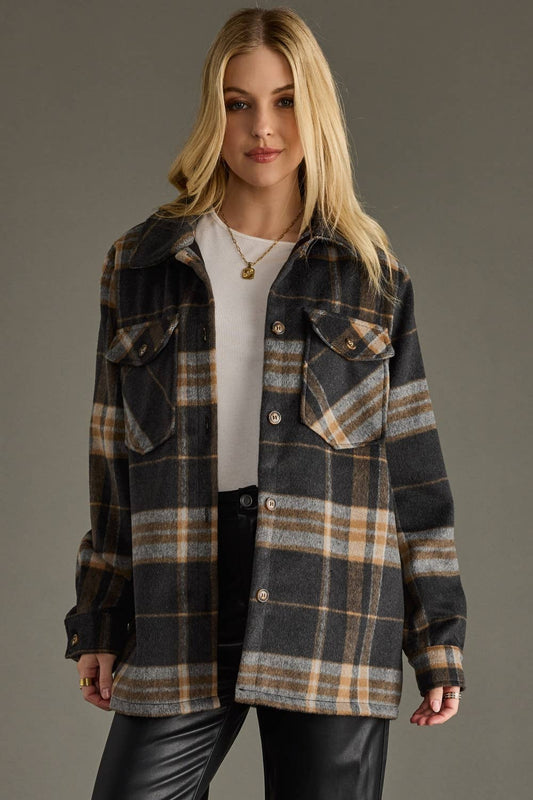 Black, Tan & Gray Plaid Jacket