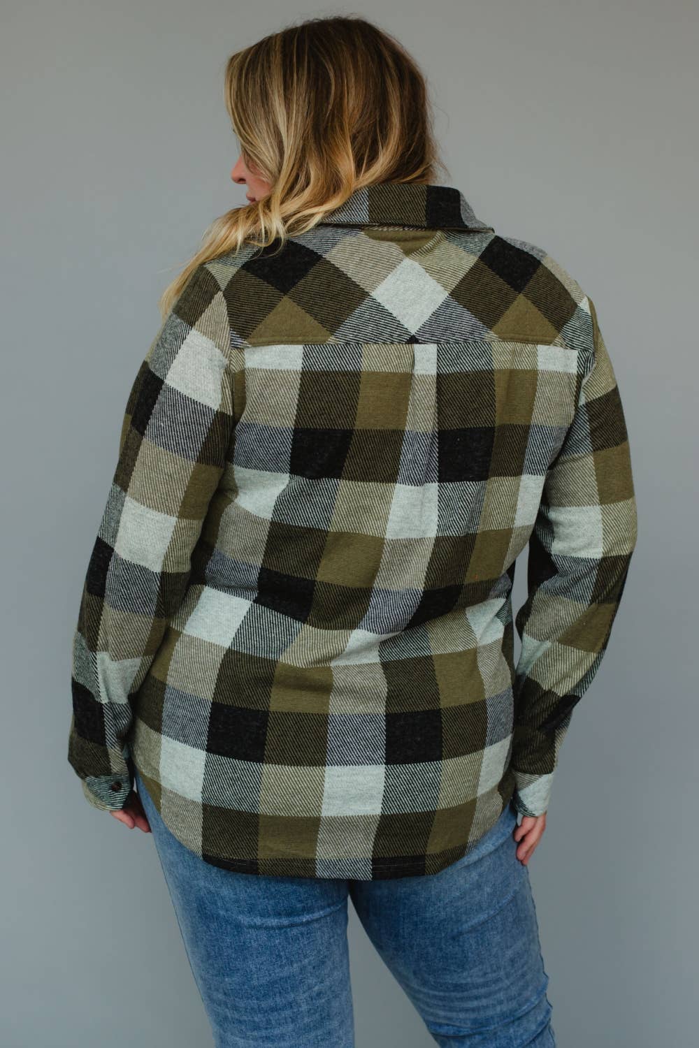 XXL Olive & Black Plaid Button Up