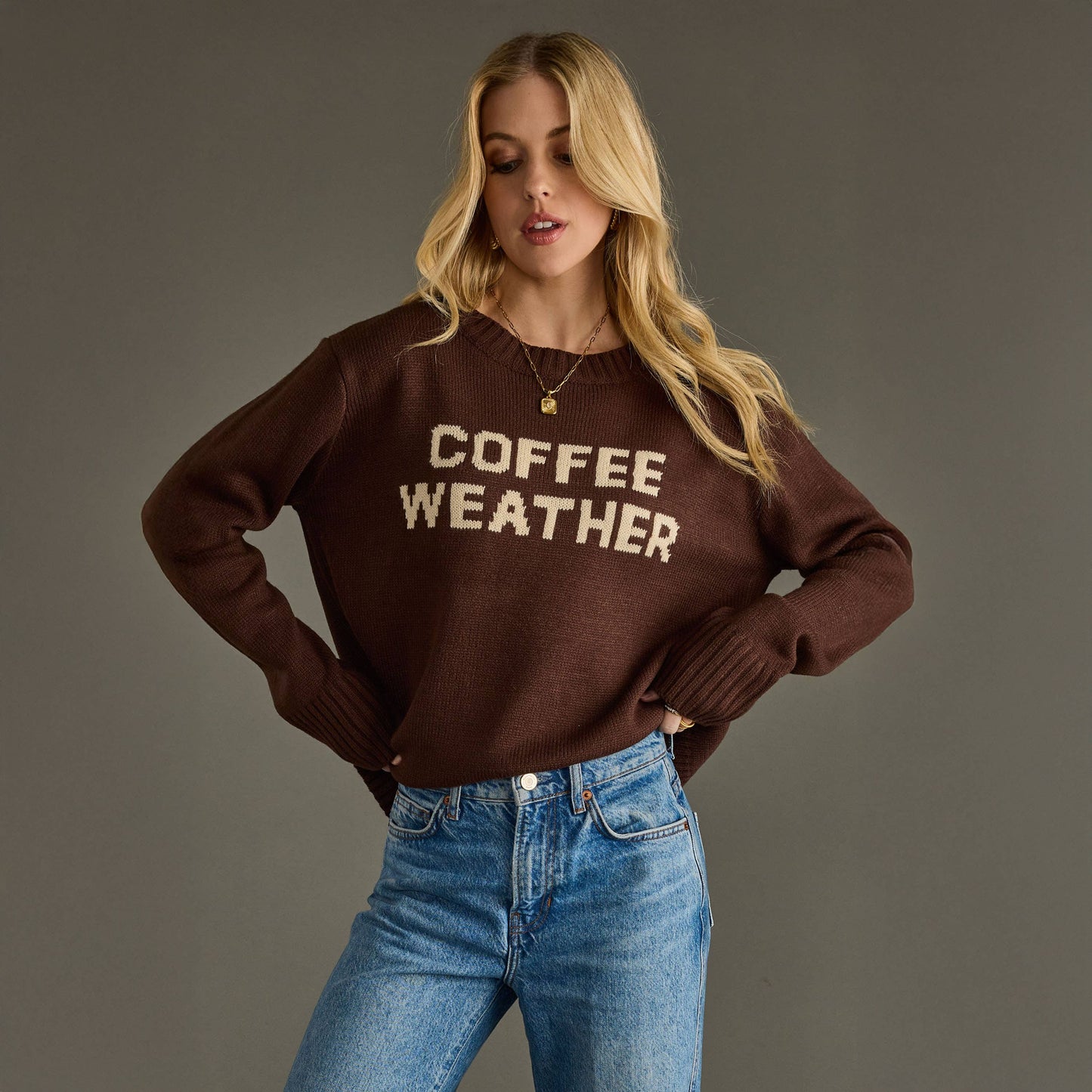 Dark Brown Coffee Weather Sweater
