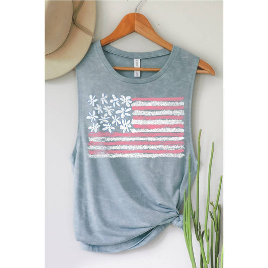 AMERICAN FLAG MINERAL GRAPHIC TANK TOP Vintage blue