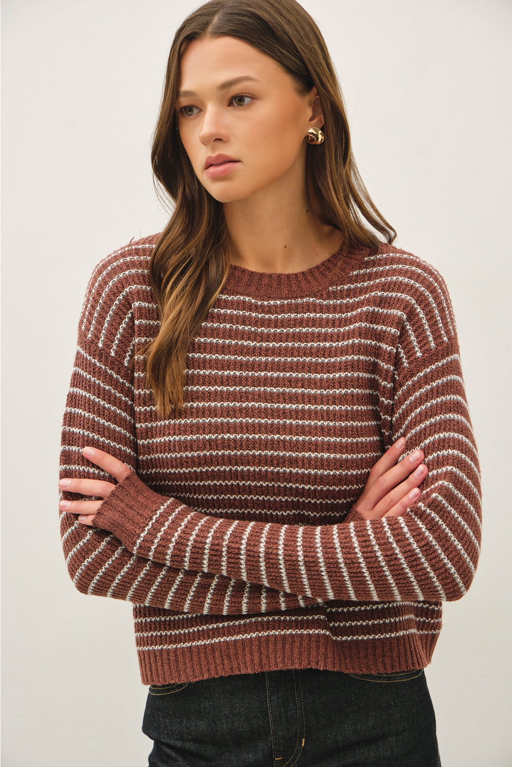 Striped Waffle Knit Sweater