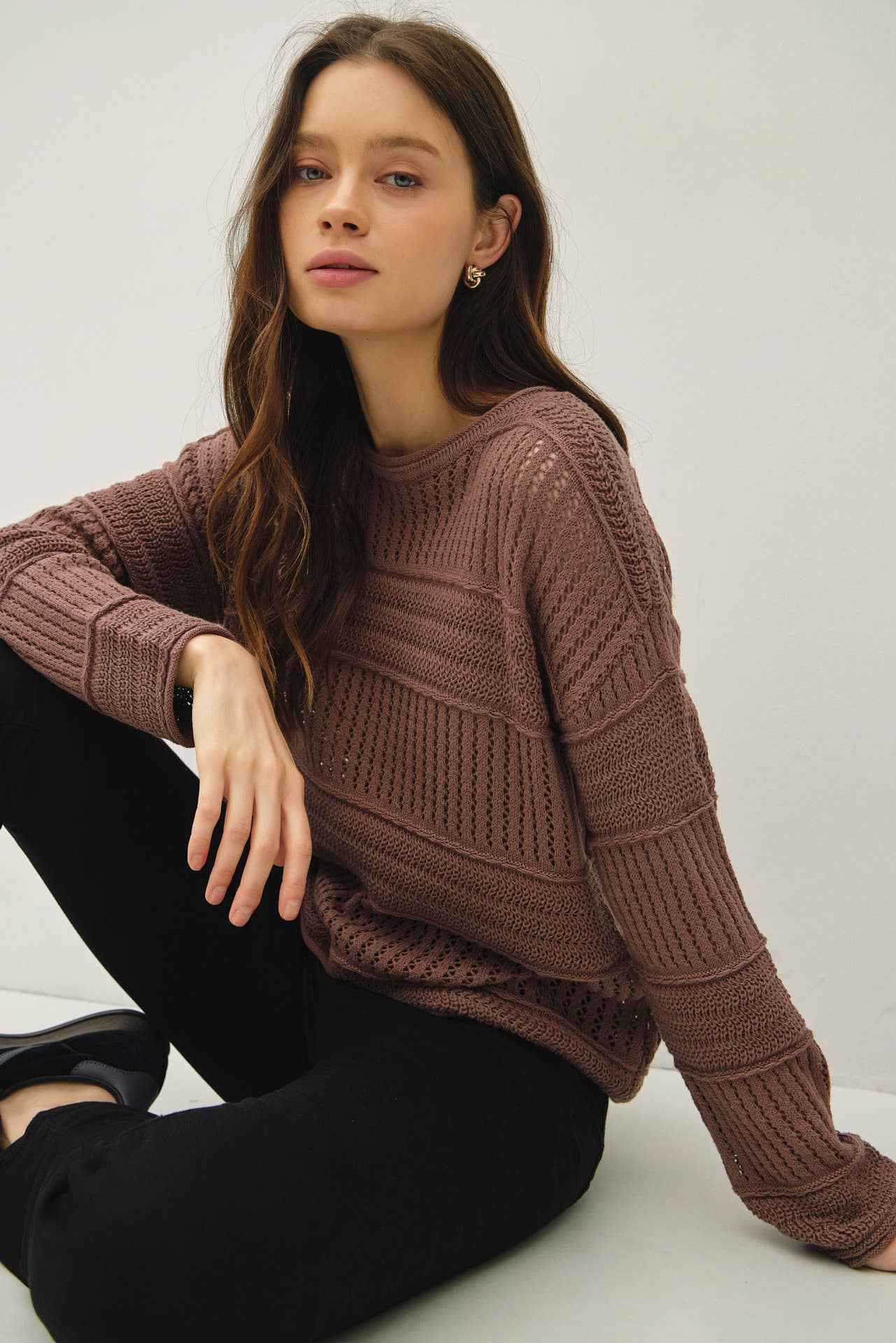 Chocolate FISHERMAN CROCHET  SWEATER