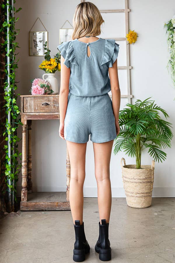 Solid Ribbed Romper