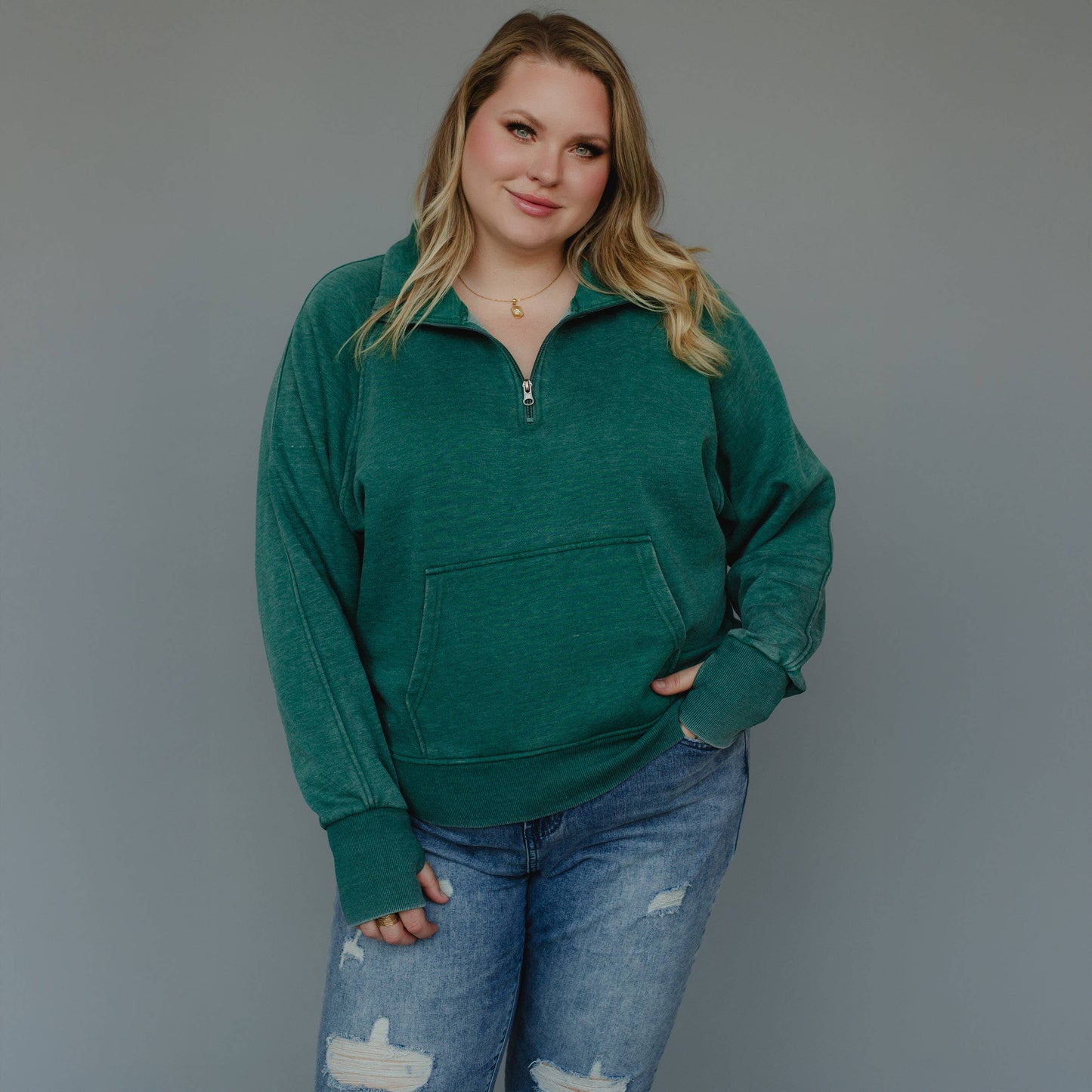 XXL Dk Green Quarter Zip Sweatshirt