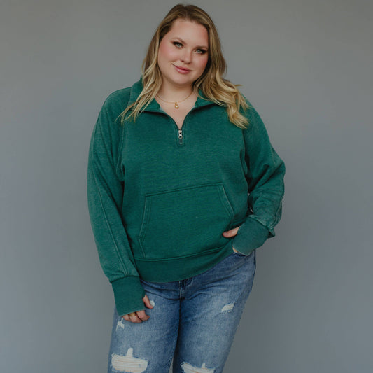 XXL Dk Green Quarter Zip Sweatshirt