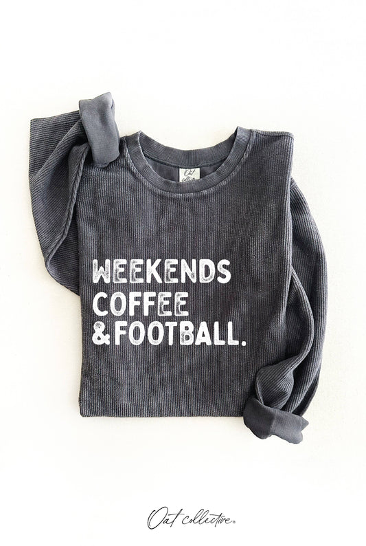 WEEKENDS COFFEE AND FOOTBALL Thermal Vintage Pullover