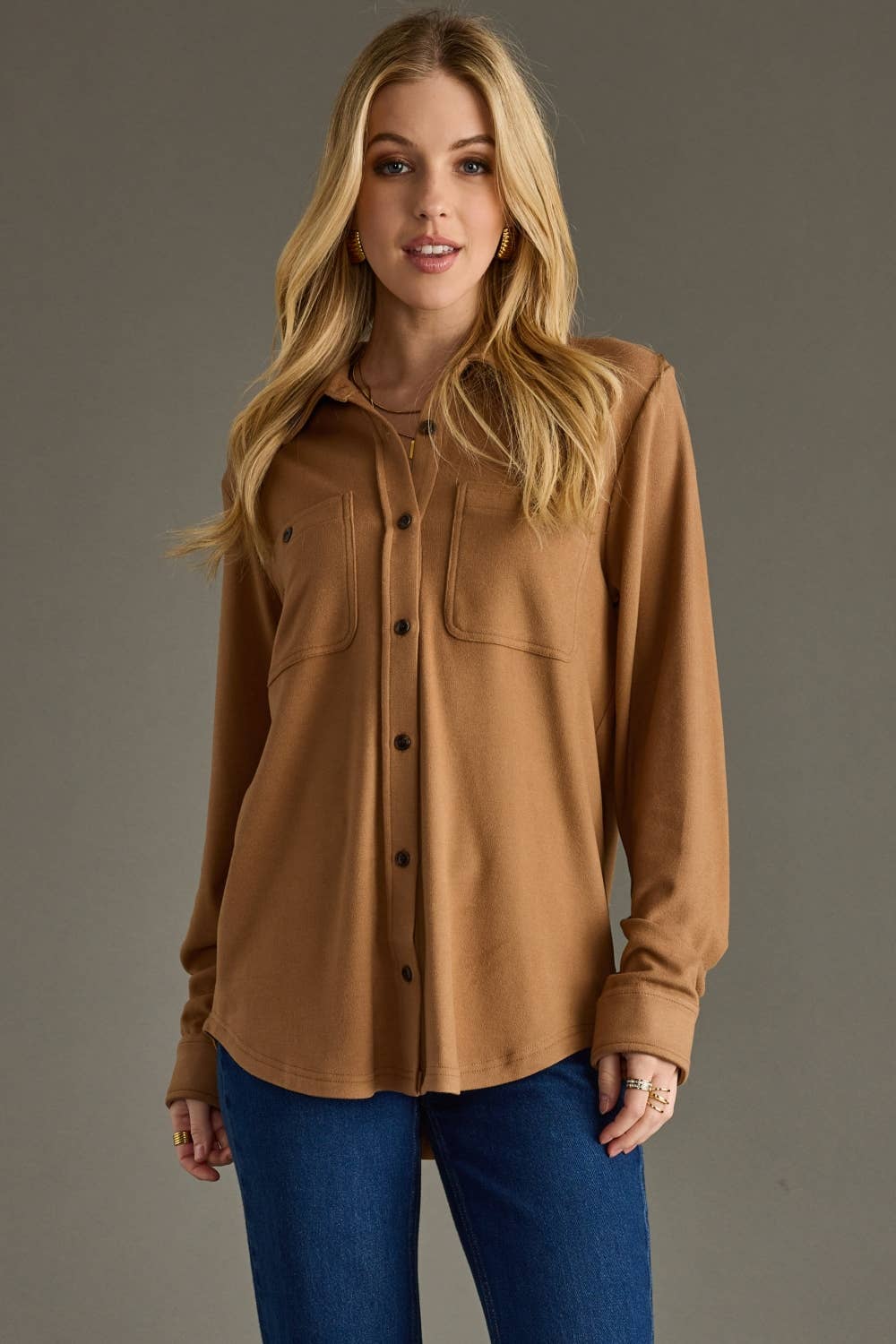 Dark Tan Super Soft Button Up