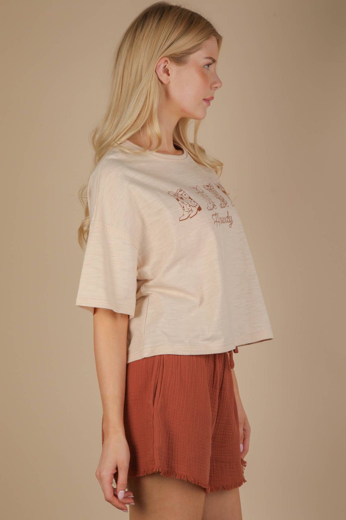 Screen Print Graphic Casual Knit T shirt: SAGE