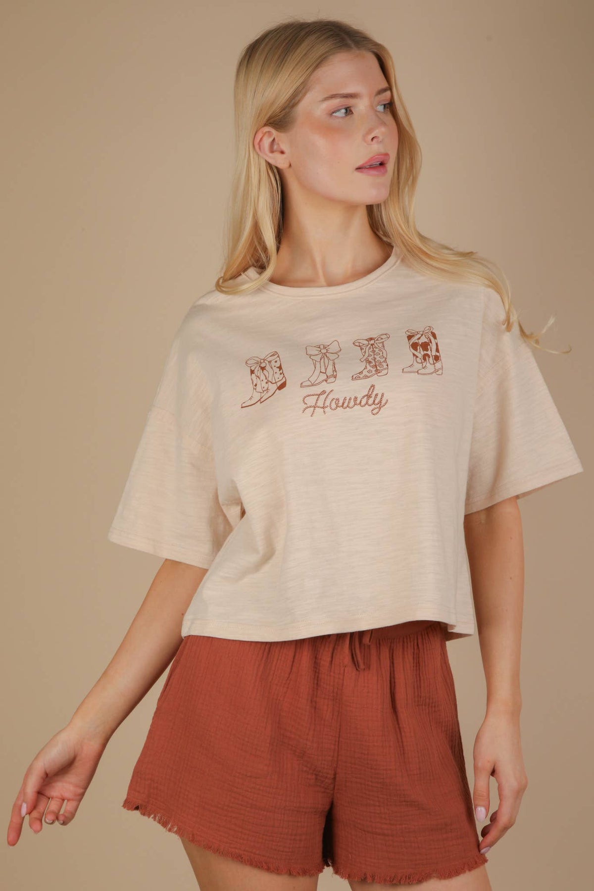 Screen Print Graphic Casual Knit T shirt: SAGE