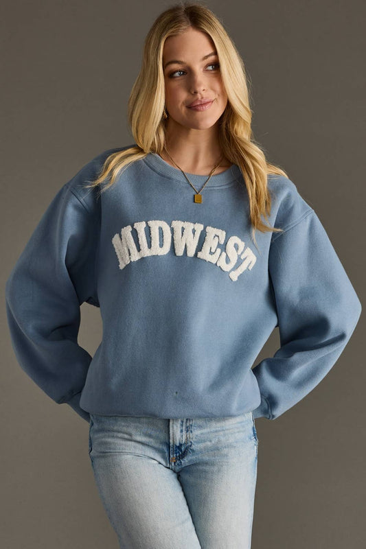 Dusty Blue & Tan Midwest Sweatshirt