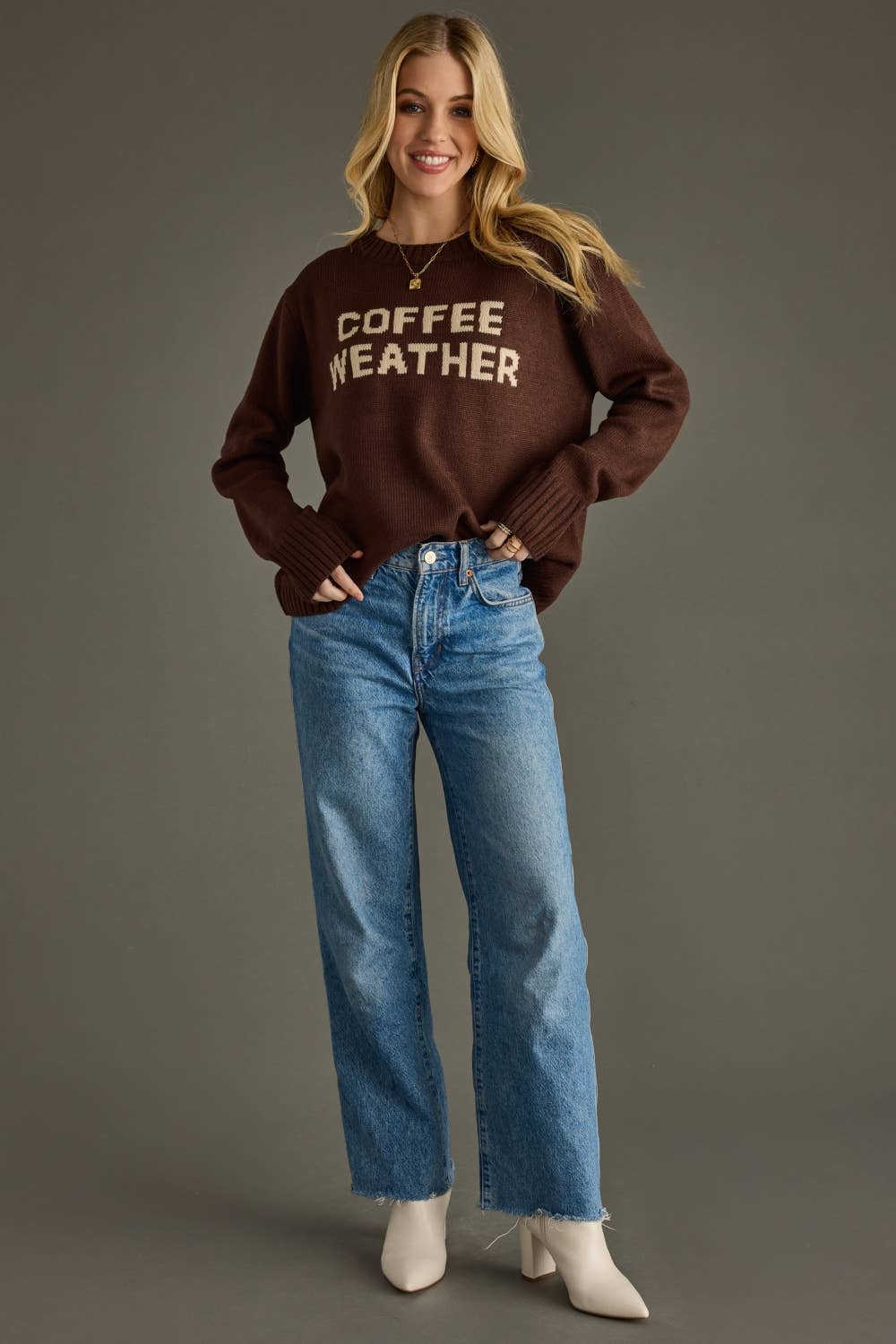 Dark Brown Coffee Weather Sweater