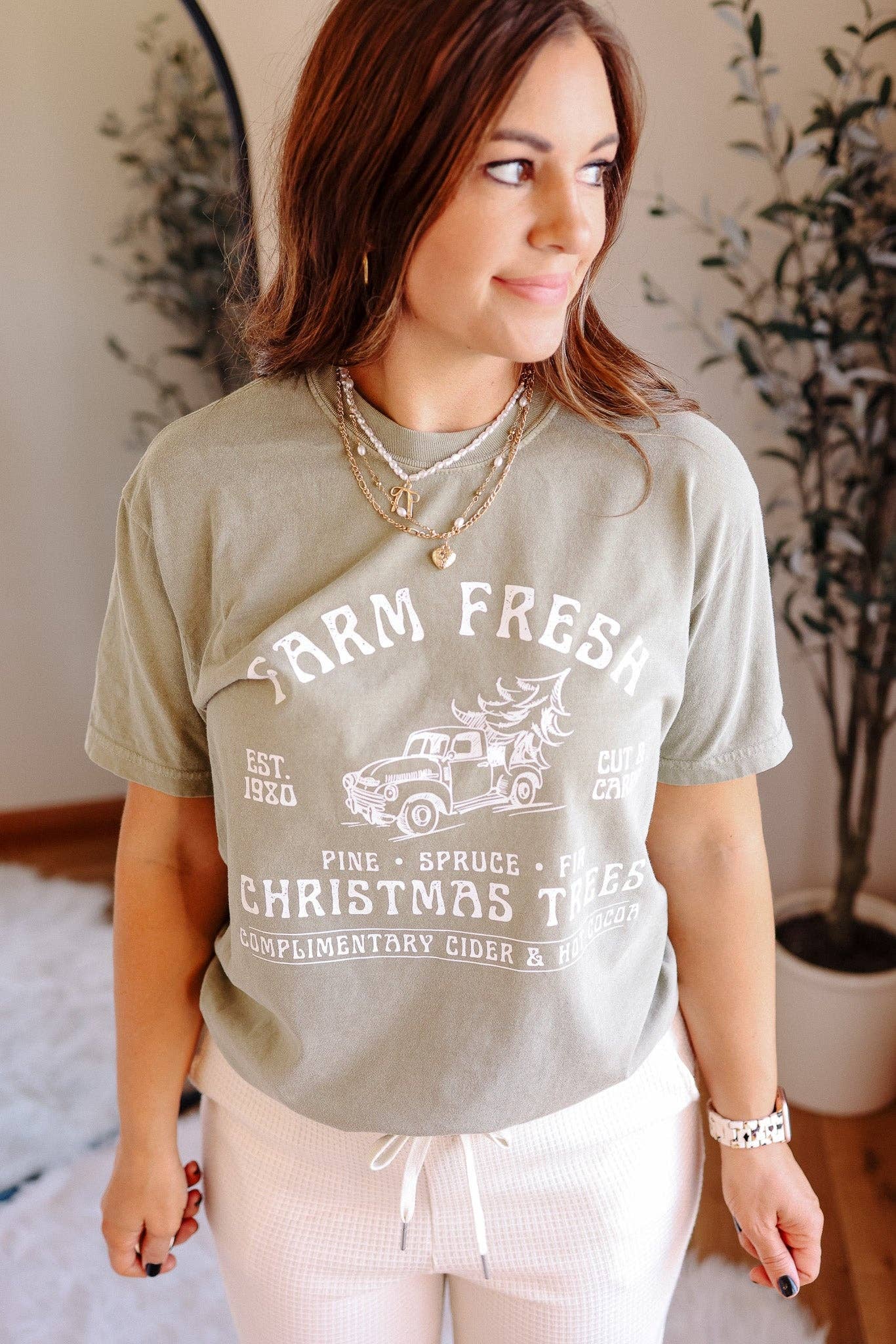 Plus size Farm Fresh Christmas Trees Graphic Tee