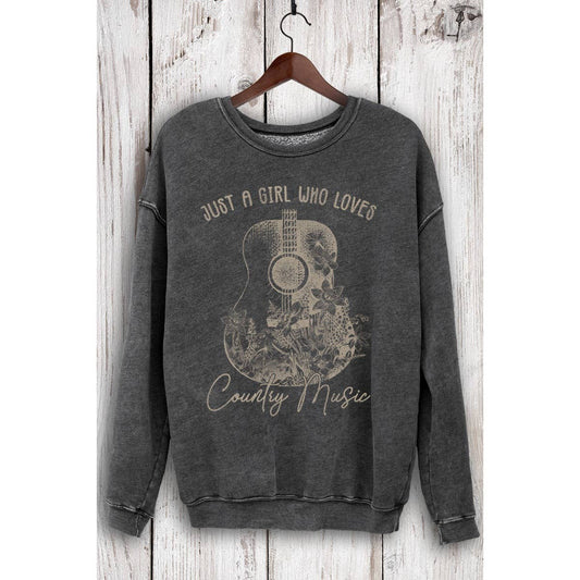 Just A Girl Who Loves Country Music Mineral Sweatshirts